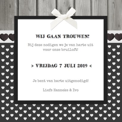 Trouwkaart Hout Hartjes Hip 3