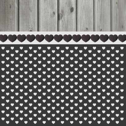 Trouwkaart hout hartjes hip Achterkant