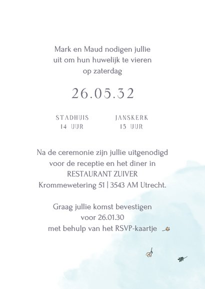 Trouwkaart huwelijksbootje met bruidspaar 3