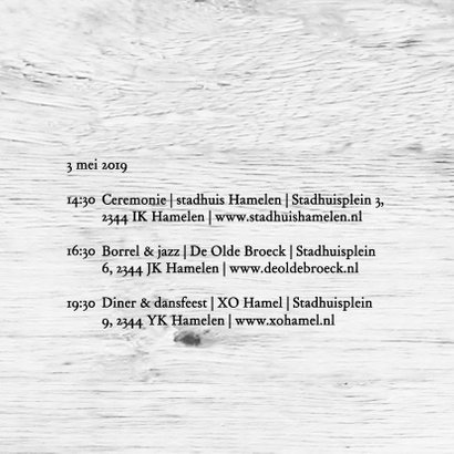 Trouwkaart iconen hart hout wit 2
