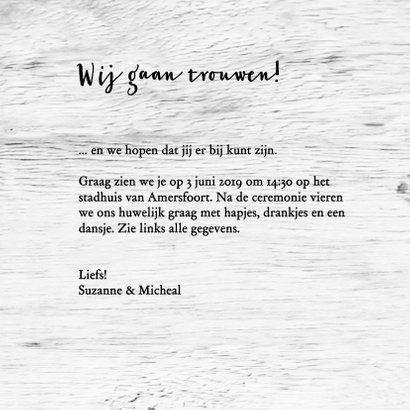 Trouwkaart iconen hart hout wit 3