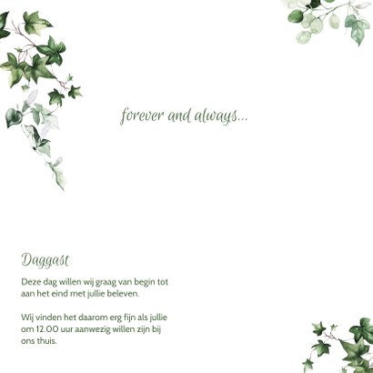 Trouwkaart in botanische stijl 2