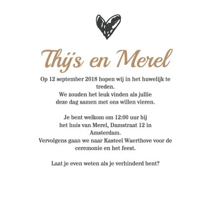 Trouwkaart in kraftlook met foto 3