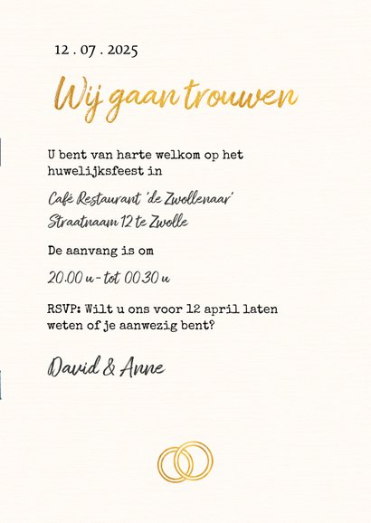 Trouwkaart in trouwboek vorm met bruine kaft 3