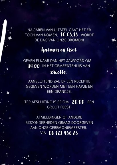 Trouwkaart 'JA' Galaxy 3