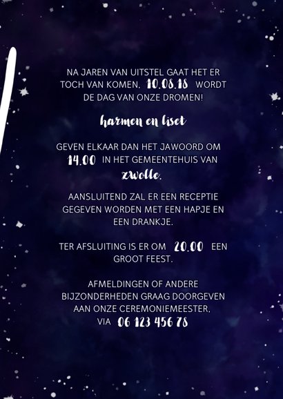 Trouwkaart 'JA' Galaxy 3