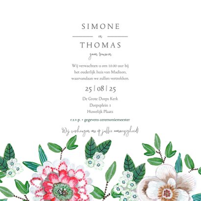 Trouwkaart Ja! met mooie bloemen 3