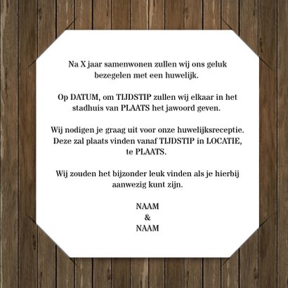 Trouwkaart kalender op hout RB 3