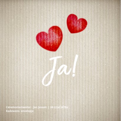 Trouwkaart karton en hart 2
