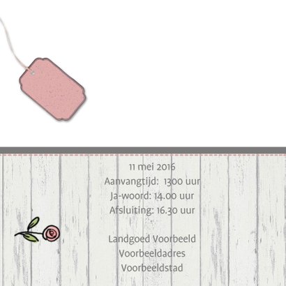 Trouwkaart Kever wit met hout 2