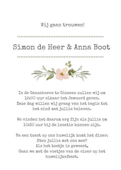 Trouwkaart kraft look bloemen-HM 3