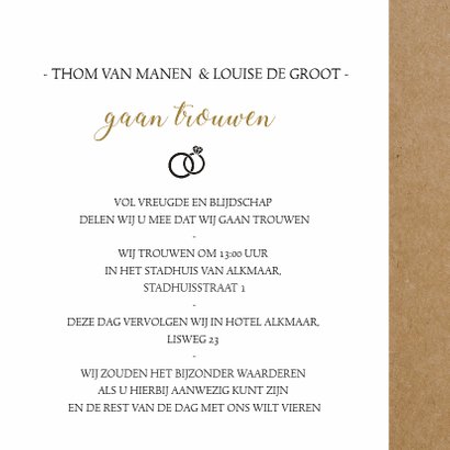 Trouwkaart kraft met foto2 3