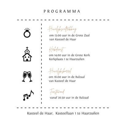 Trouwkaart kraft met pictogram 3