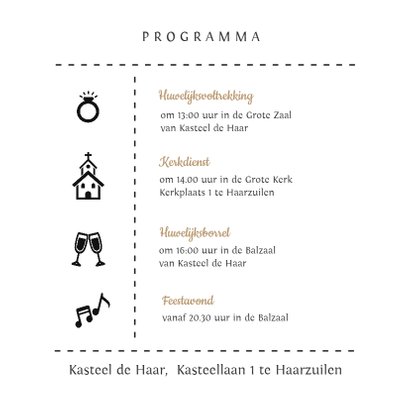 Trouwkaart kraft met pictogram 3
