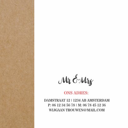 Trouwkaart kraft Mr en Mrs 2