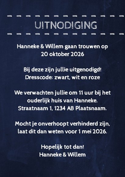 Trouwkaart krijt foto's - DH 3