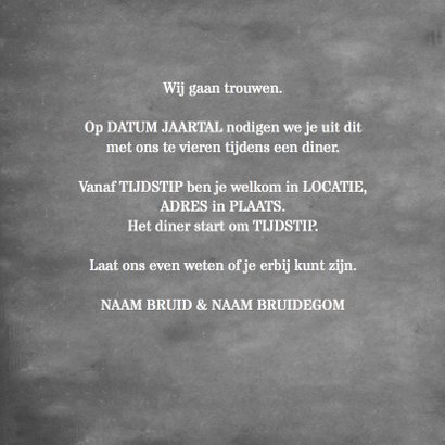 Trouwkaart krijtbord en beton 3