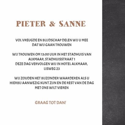 Trouwkaart krijtbord label 3