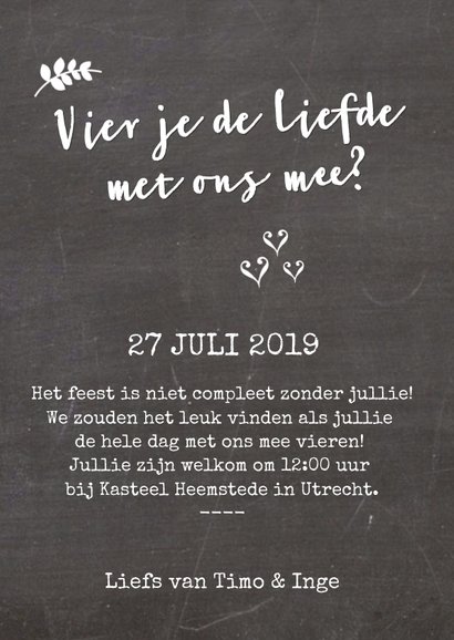 Trouwkaart krijtbord vintage 3