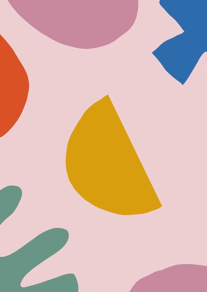 Trouwkaart kunstzinnig abstract kleurrijk Achterkant