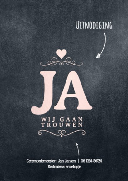 Trouwkaart label JA 2