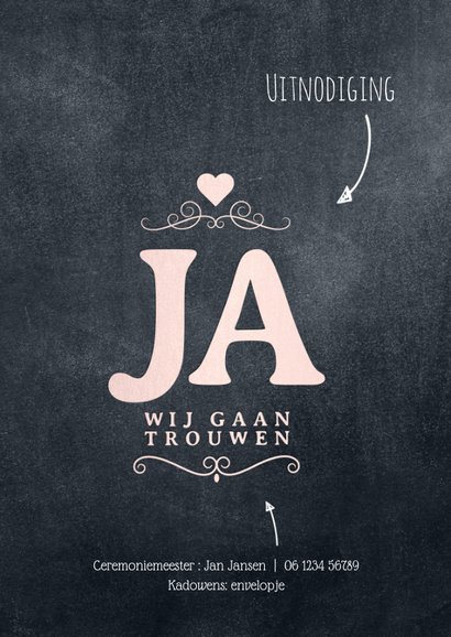 Trouwkaart label JA 2
