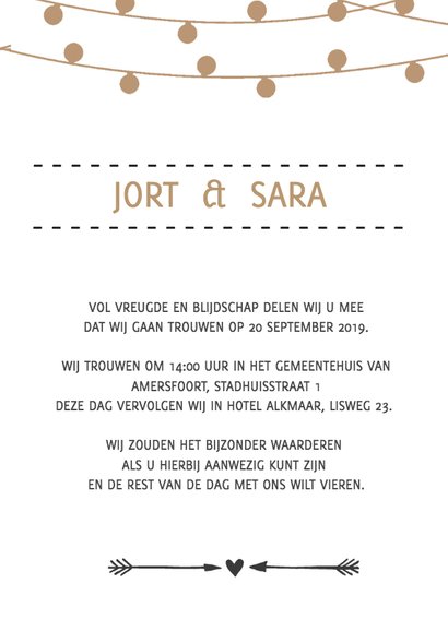 Trouwkaart lampjes en hart 3
