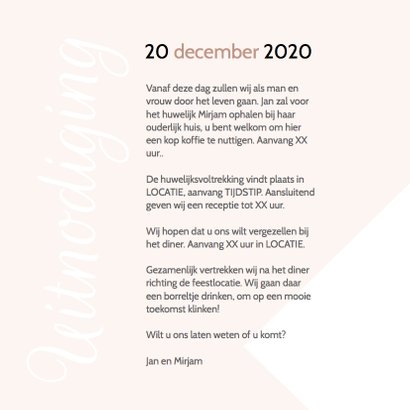 Trouwkaart marmer geo roze en marmer 3