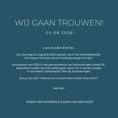 Trouwkaart met 2 vingerafdrukken hart in holografisch folie 3