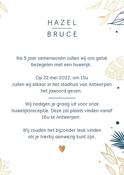 Trouwkaart met botanisch goud 3