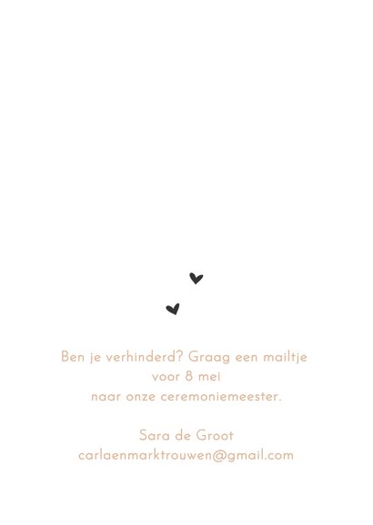 Trouwkaart met bruidspaar en boogachtergrond 2