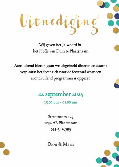 Trouwkaart met confetti - BK 3