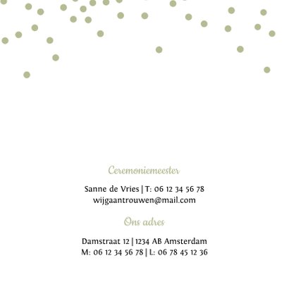 Trouwkaart met groene confetti 2
