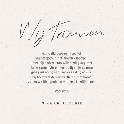 Trouwkaart met illustratie van auto en bloemen 3