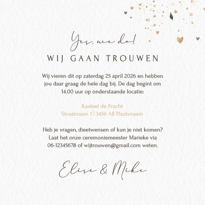 Trouwkaart met illustratie van trouwstoelen 3