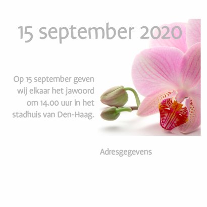 Trouwkaart met orchidee 3