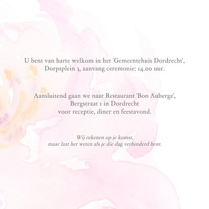 Trouwkaart met rozen aquarel 3
