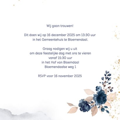 Trouwkaart met silhouet bruidspaar 3
