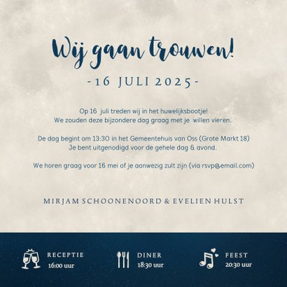 Trouwkaart met silhouetten van 2 vrouwen in volle maan 3
