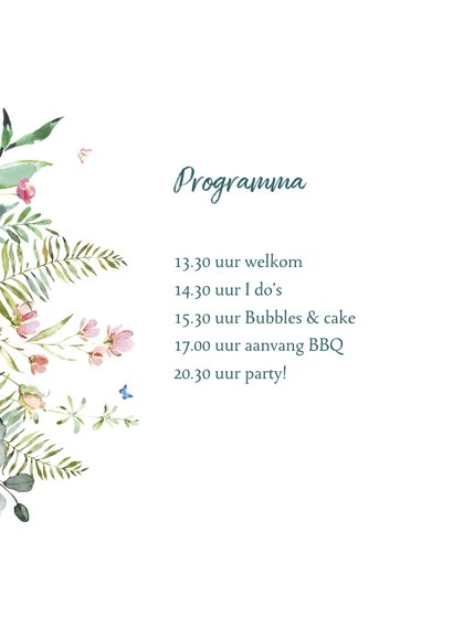 Trouwkaart met wilde bloemen 2
