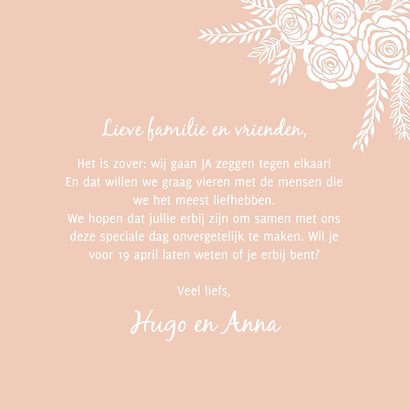 Trouwkaart met witte rozen 3