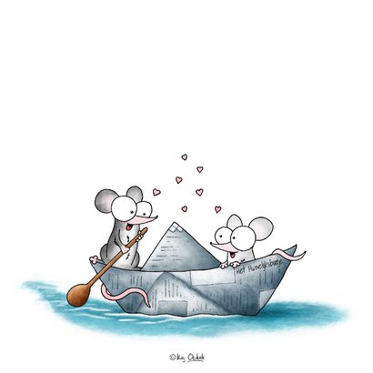 Trouwkaart muisjes stappen in het huwelijksbootje 2