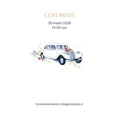 Trouwkaart oldtimer rozen 2
