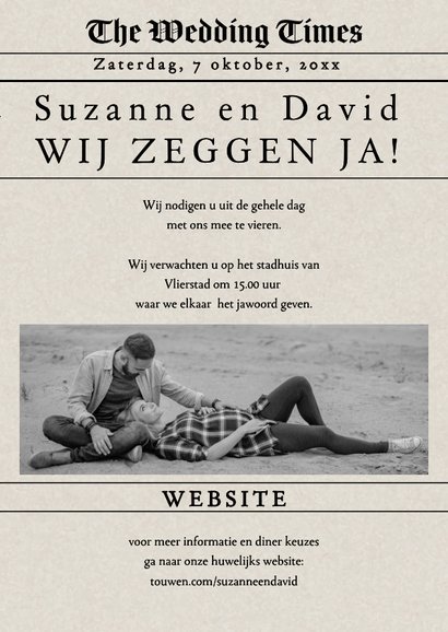 Trouwkaart origineel krant 3