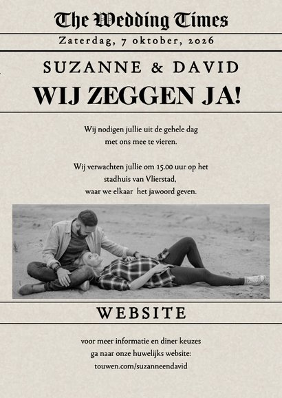 Trouwkaart origineel krant 3