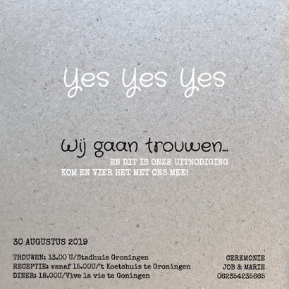 Trouwkaart papier hart koper 2