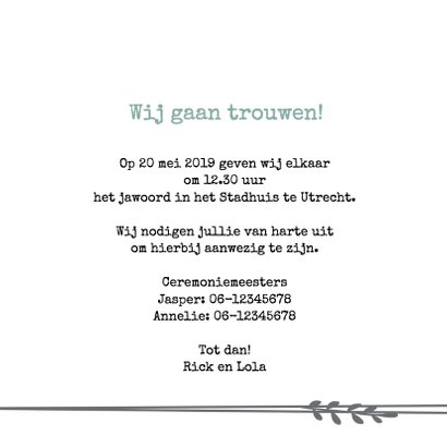 Trouwkaart Rick en Lola 3