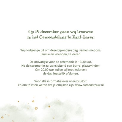 Trouwkaart roze rozen met goud 3