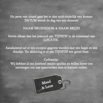 Trouwkaart rozen en krijtbord 3