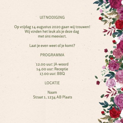 Trouwkaart rozen mét foto 3